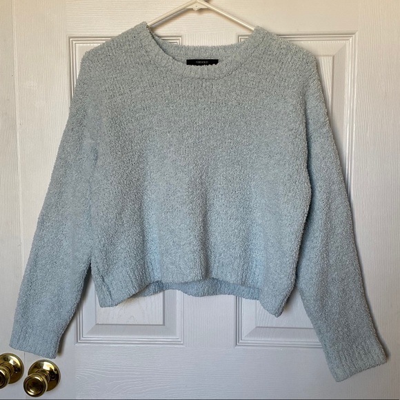 Forever 21 blue cropped teddy sweater - Picture 1 of 8